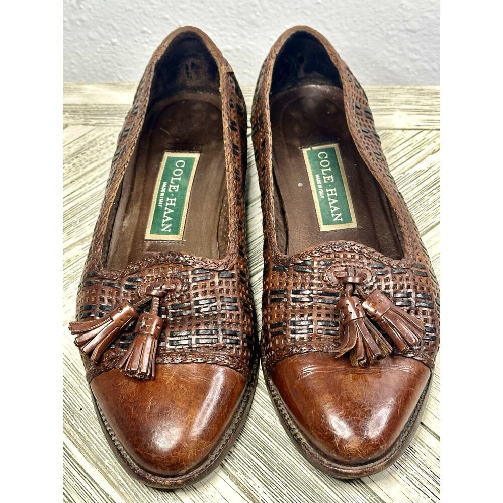 Vtg Cole Haan Woven Tassel Women’s Loafers Size 6 Leather Made In Italy